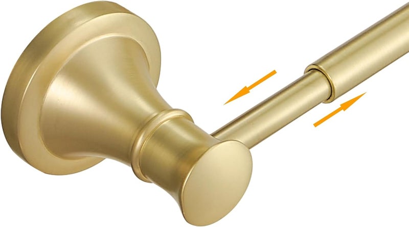 BESy Adjustable 16 to 26 Inch Bath Towel Bar Rack for Bathroom Towel Holder, Wall Mounted Towel Bar Rod Hanger Bathroom Hardware Accessories Hotel Style, Stainless Steel, Brushed Gold - Image 1